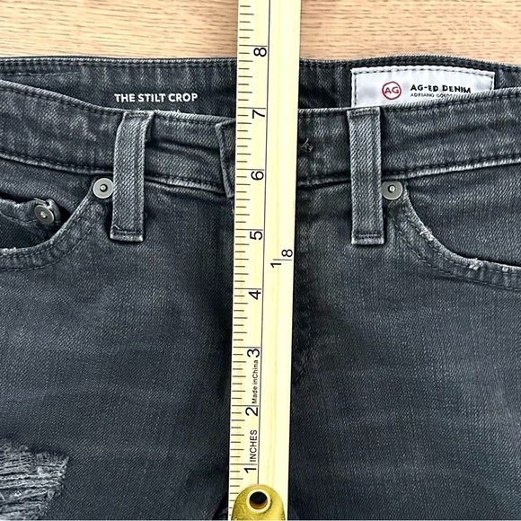 AG Adriano Goldschmied Stilt Cigarette Crop Jeans Distressed Black Rinse Size 24 - Picture 8 of 14